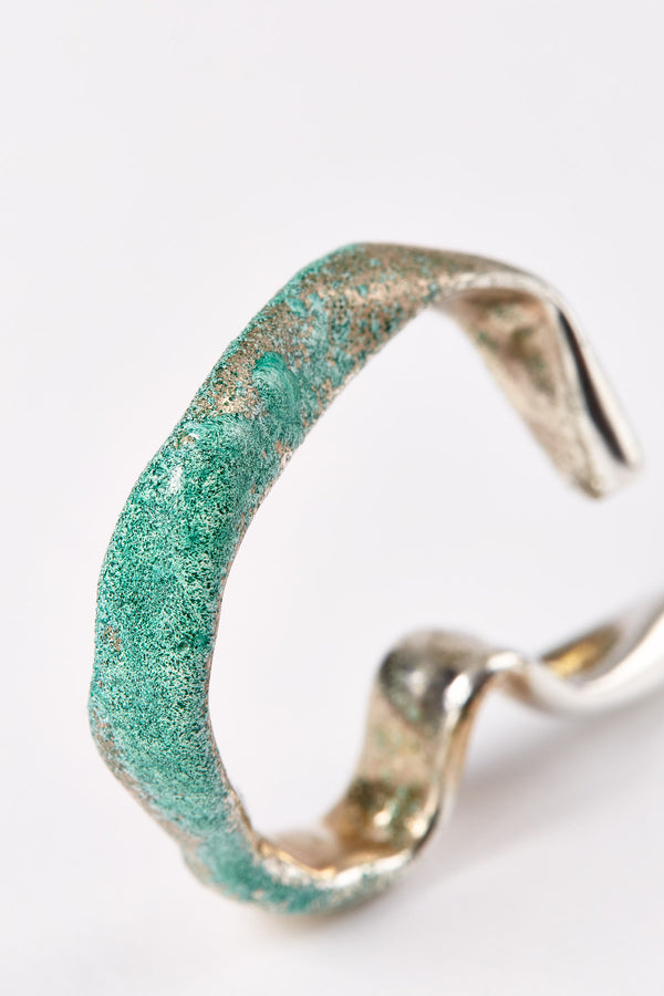Green Enamel Silver Ear Cuff-Karmuel Young-APOC STORE