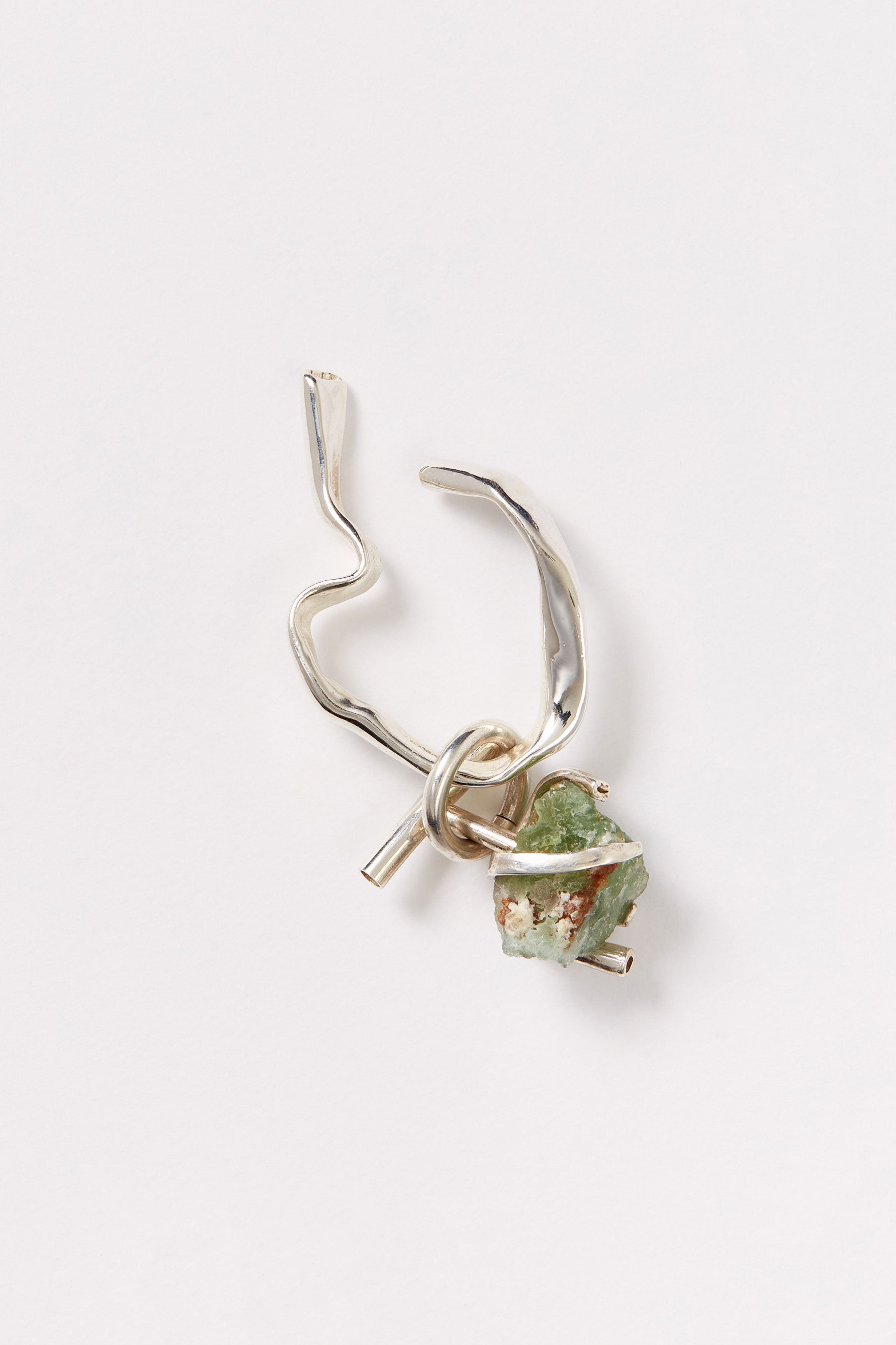 Silver Ear Cuff with Removable Green Fluorite Pendant-Karmuel Young-APOC STORE