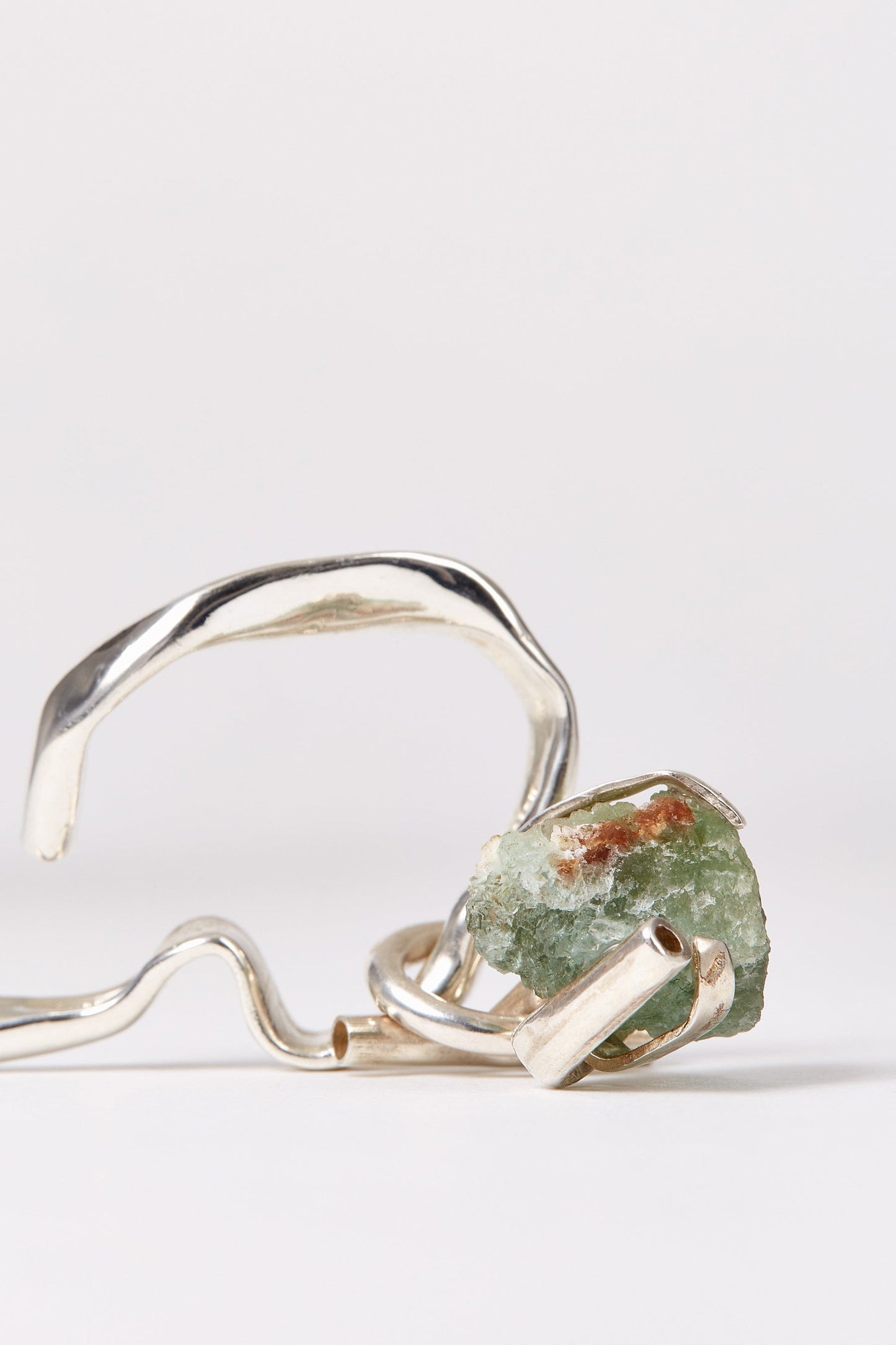 Silver Ear Cuff with Removable Green Fluorite Pendant-Karmuel Young-APOC STORE