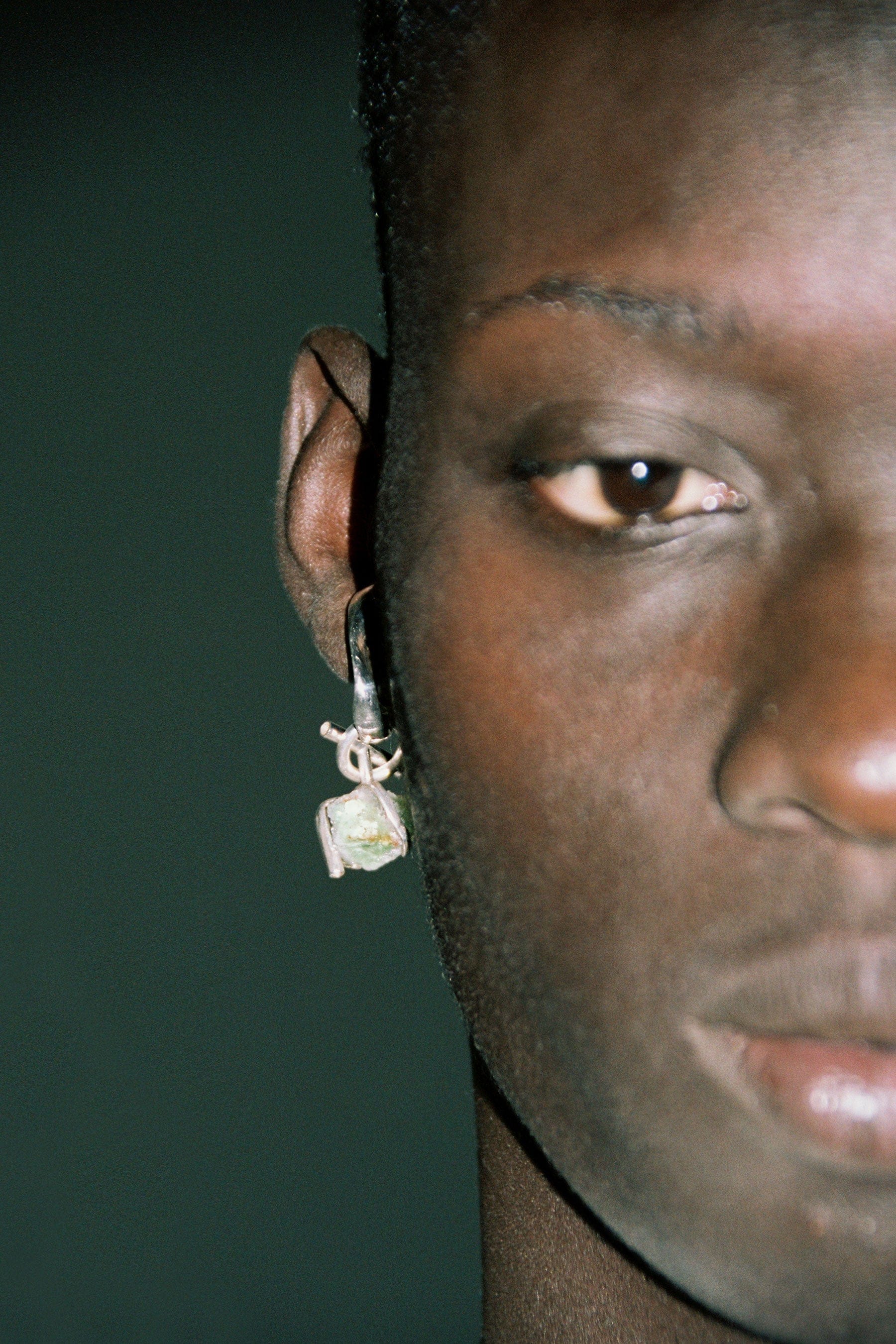 Silver Ear Cuff with Removable Green Fluorite Pendant-Karmuel Young-APOC STORE