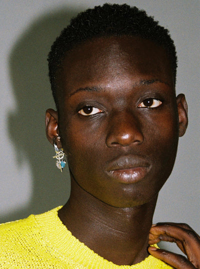 Silver Ear Cuff with Removable Blue Heminmorphite Pendant-Karmuel Young-APOC STORE