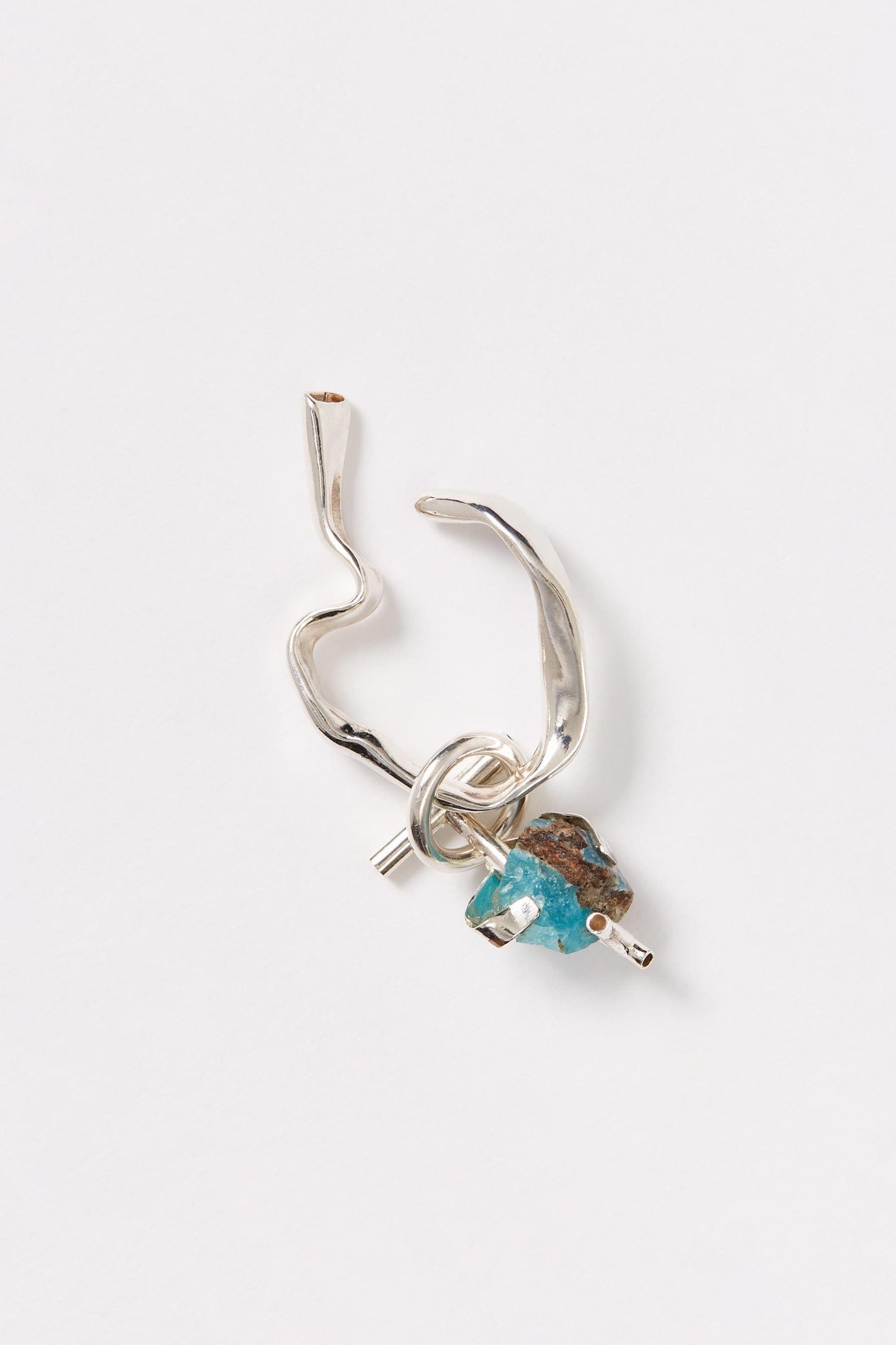 Silver Ear Cuff with Removable Blue Heminmorphite Pendant-Karmuel Young-APOC STORE