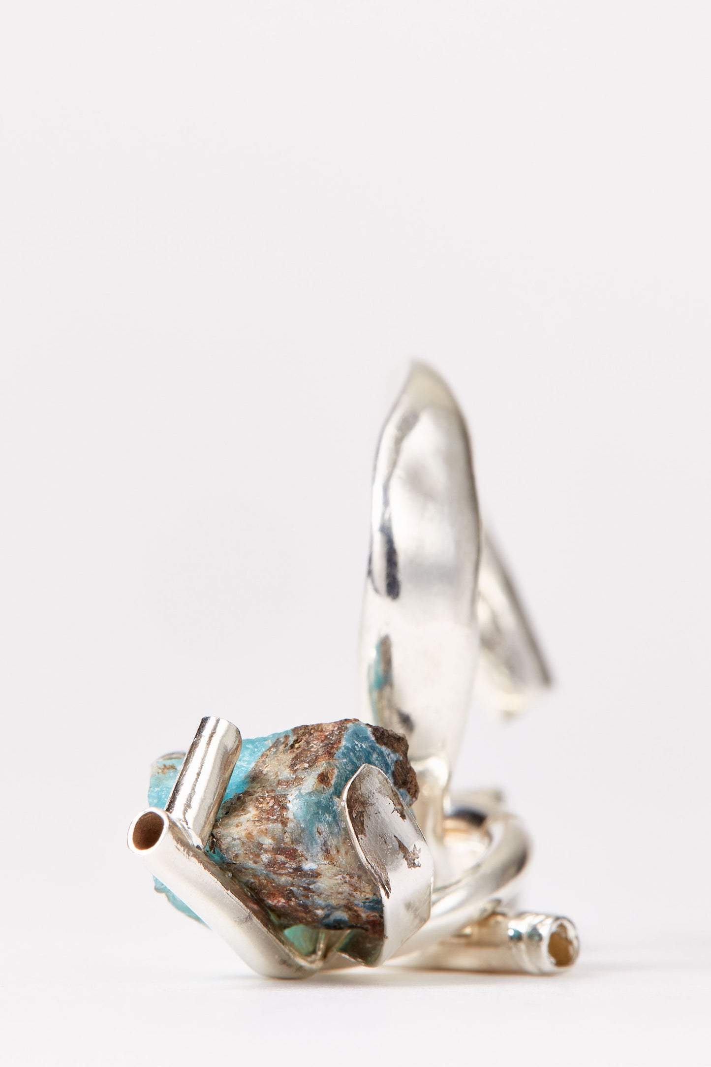 Silver Ear Cuff with Removable Blue Heminmorphite Pendant-Karmuel Young-APOC STORE