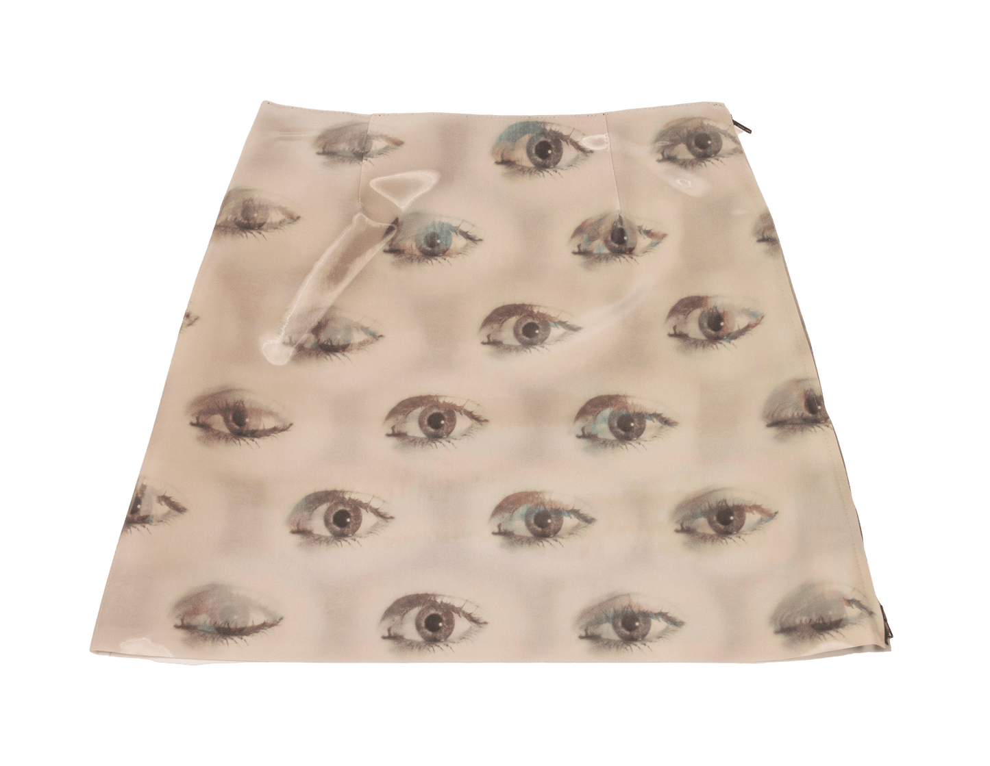 Beige Blinking Eye Mini Skirt-Leeann Huang-APOC STORE