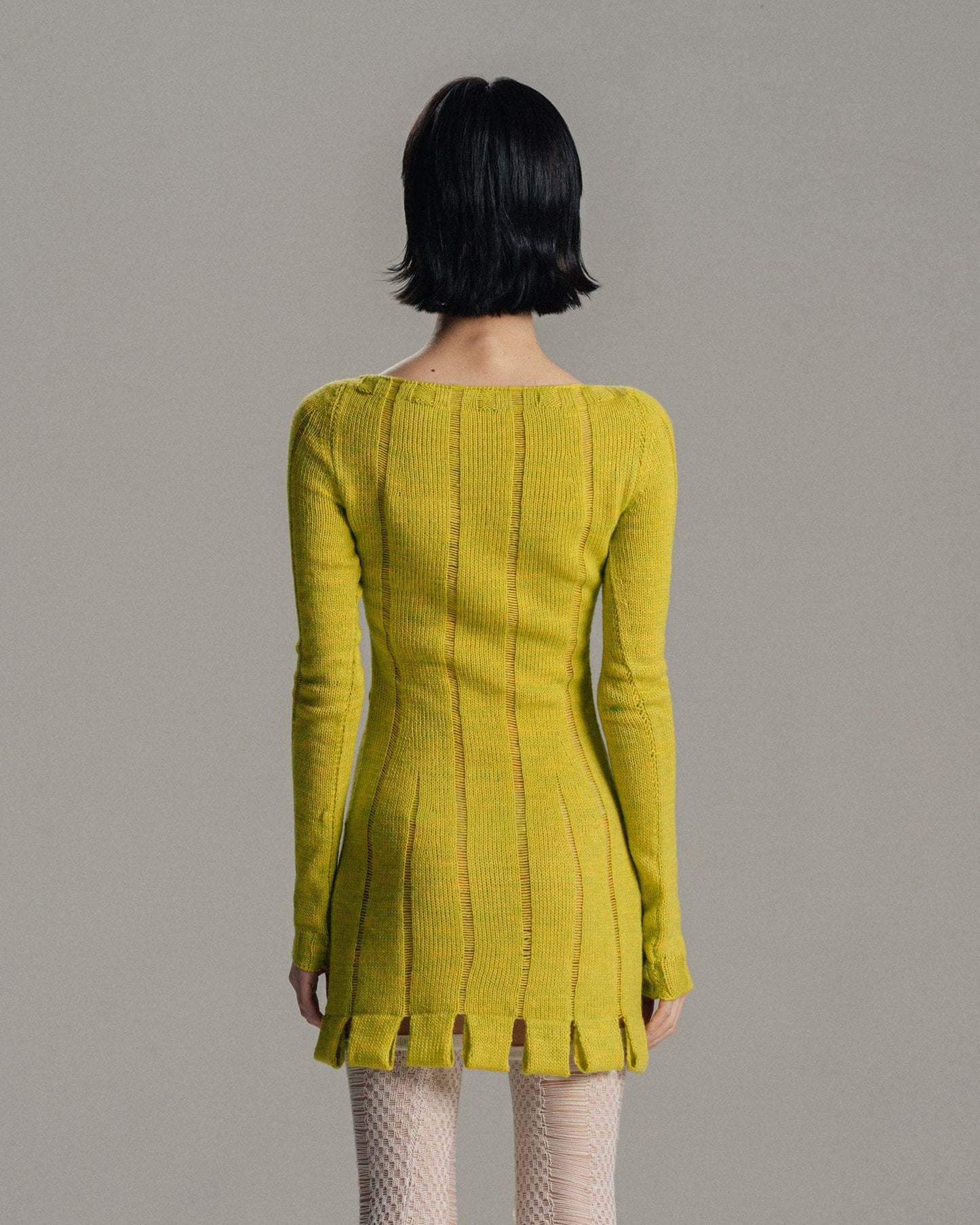 Mustard Green Stripe Dress-July Li-APOC STORE