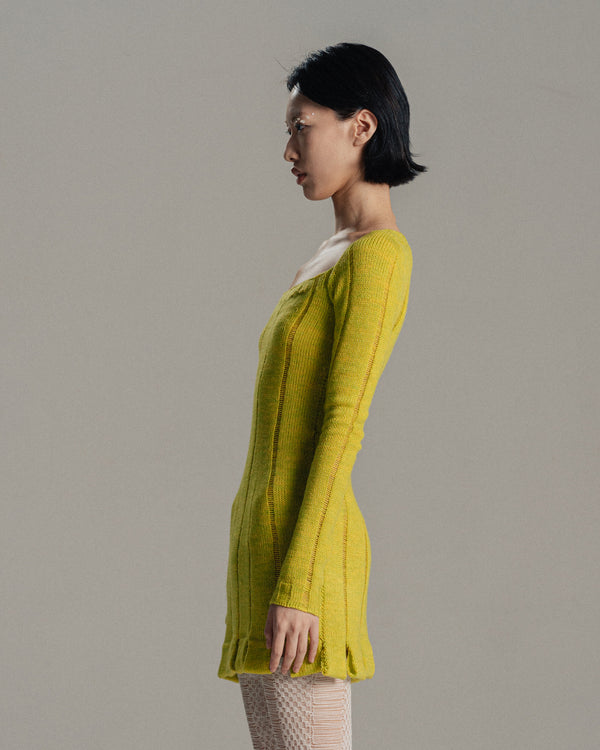 Mustard Green Stripe Dress-July Li-APOC STORE