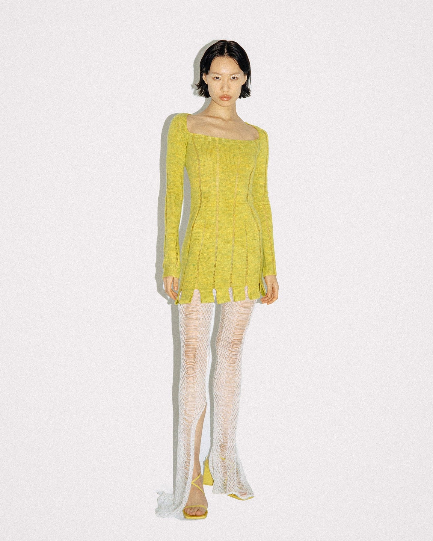 Mustard Green Stripe Dress-July Li-APOC STORE