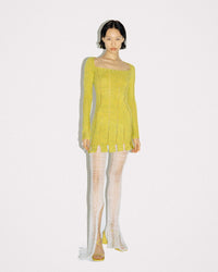 Mustard Green Stripe Dress-July Li-APOC STORE