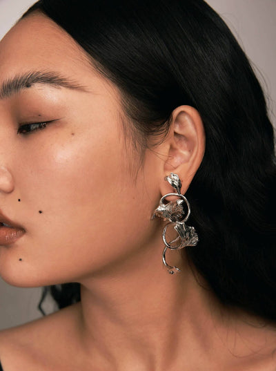 Silver Betta Fish Earrings-Ancient Future-APOC STORE