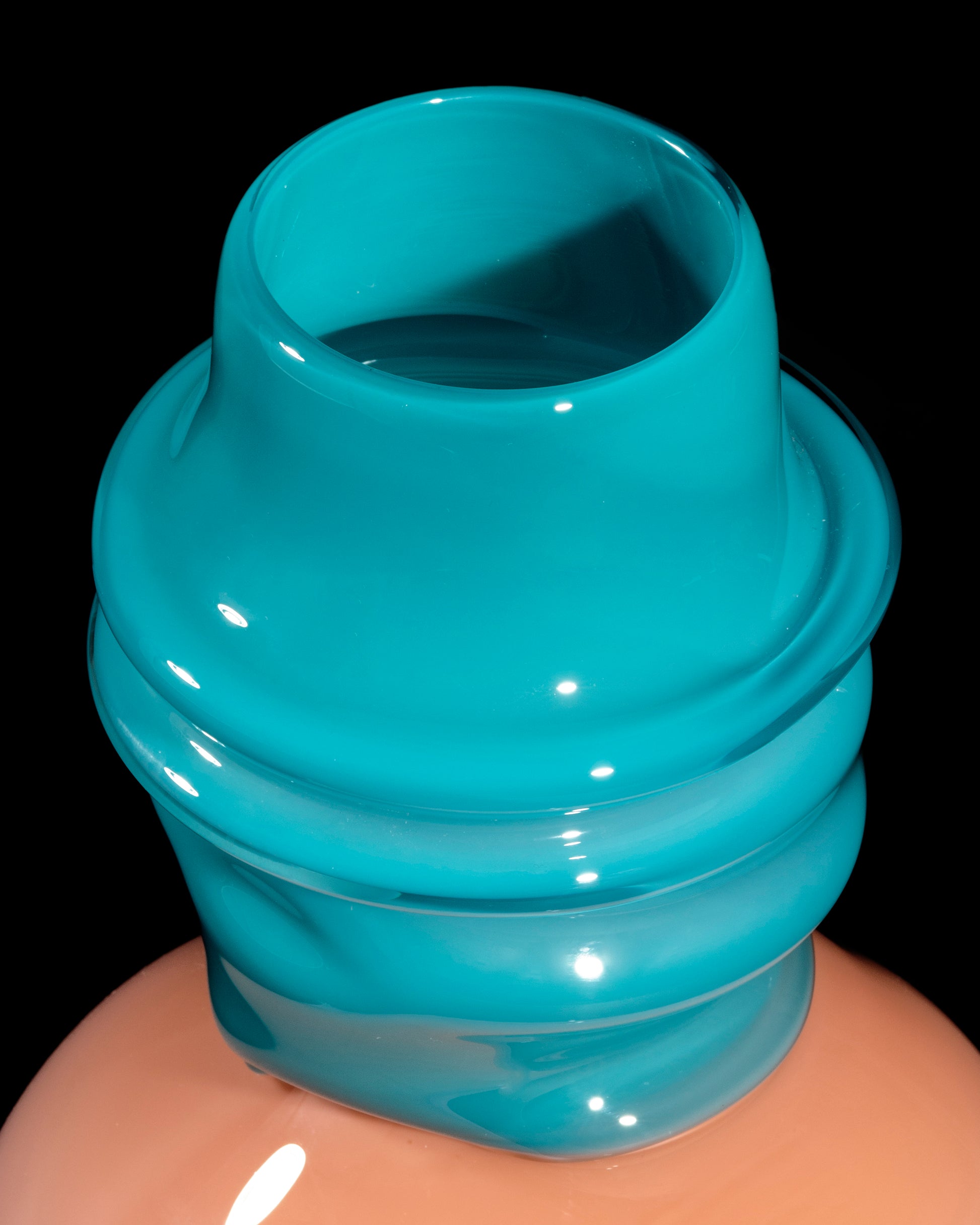 Deflated Centre piece in Teal and Pink-Sticky Glass-APOC STORE