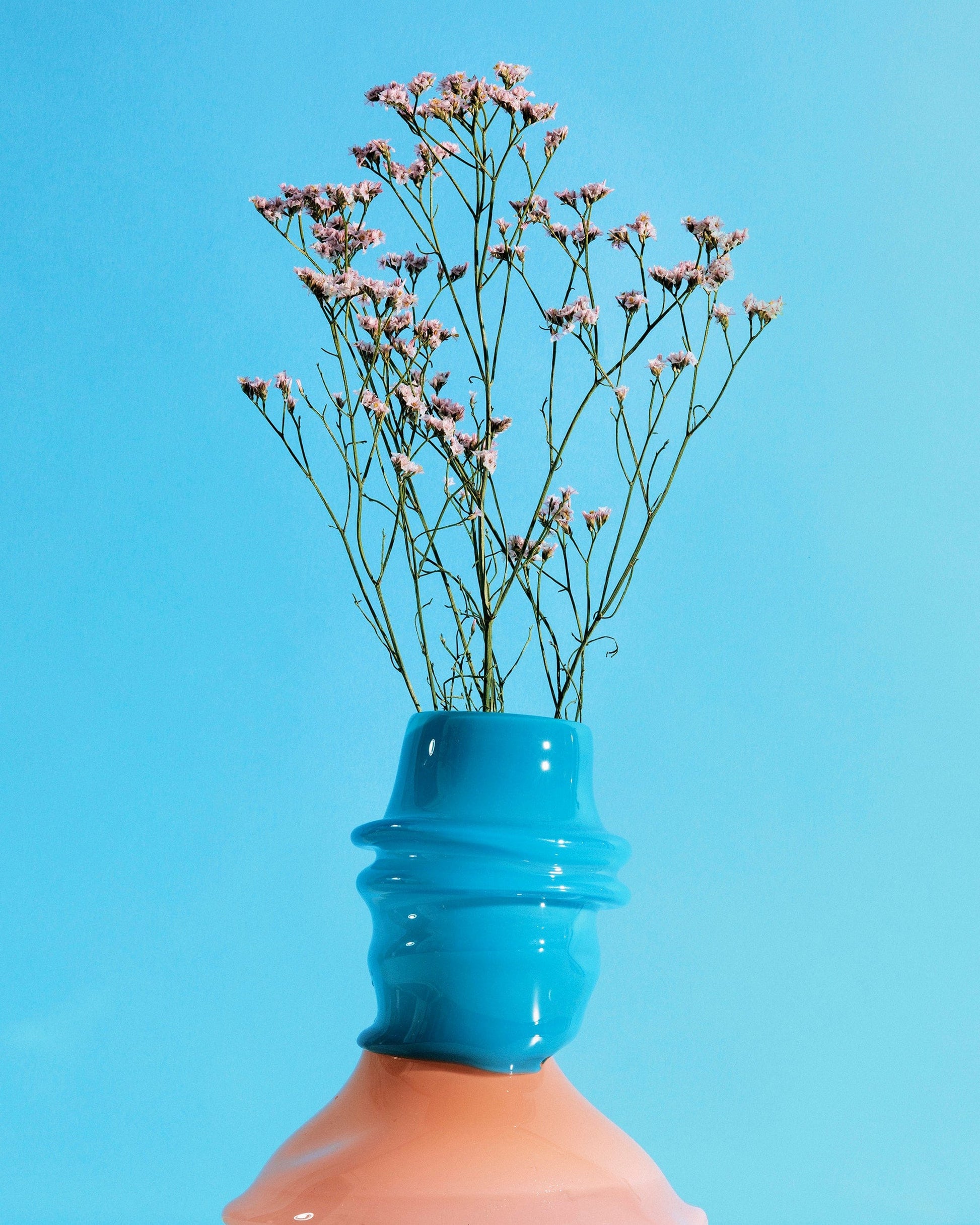 Deflated Centre piece in Teal and Pink-Sticky Glass-APOC STORE