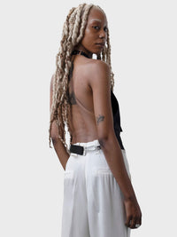 HEV - Tailored Black Open Back Waistcoat-Ella Boucht-APOC STORE