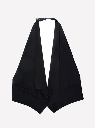 HEV - Tailored Black Open Back Waistcoat-Ella Boucht-APOC STORE