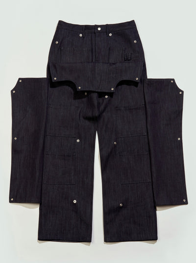 Denim Hidden Pocket Work Pants-EGNARTS-APOC STORE