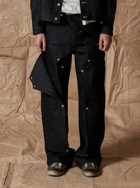 Denim Hidden Pocket Work Pants-EGNARTS-APOC STORE