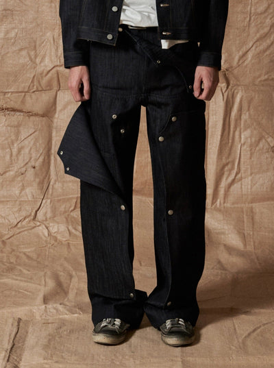 Denim Hidden Pocket Work Pants-EGNARTS-APOC STORE