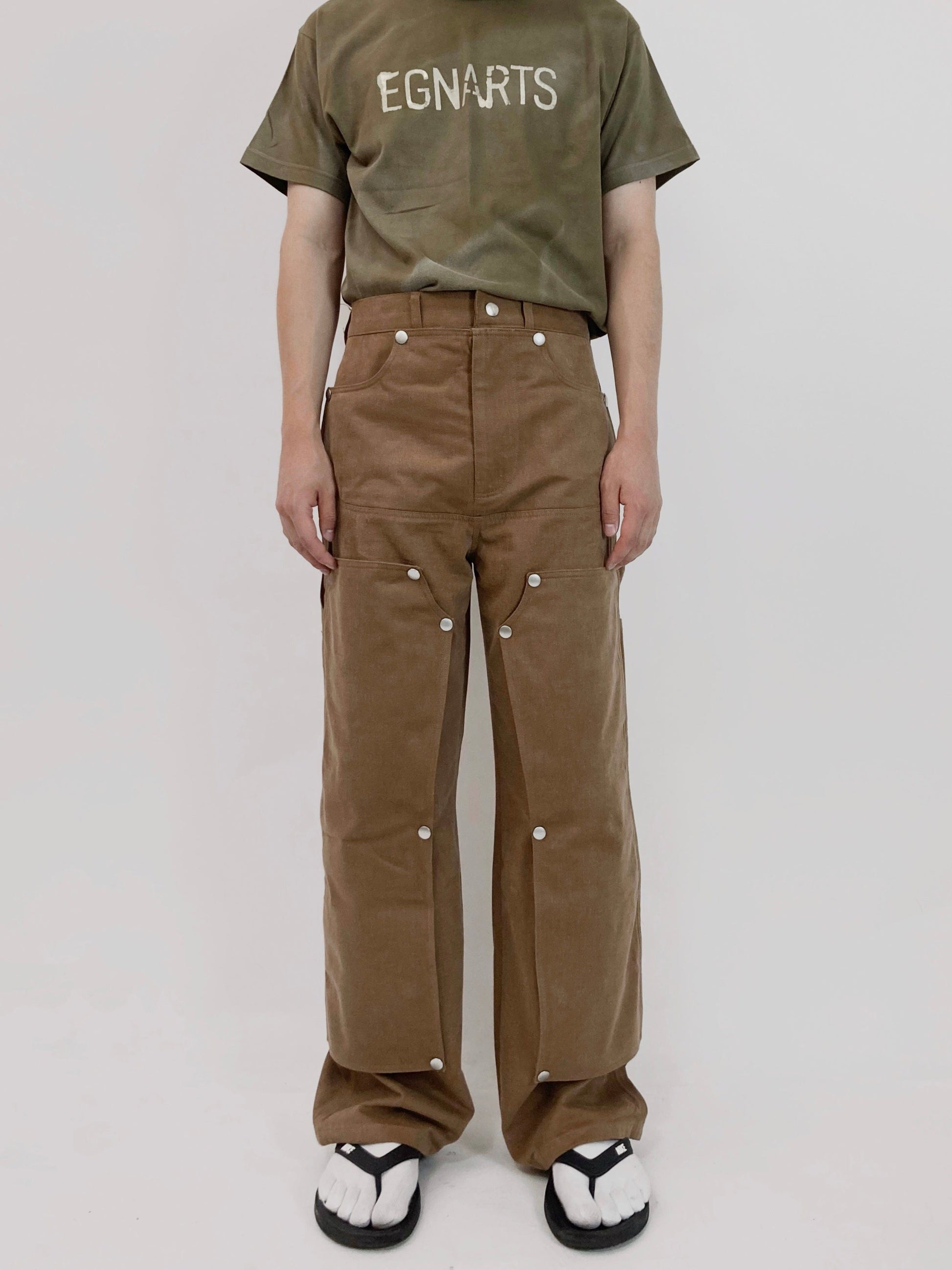 Brown Hidden Pocket Pants-EGNARTS-APOC STORE