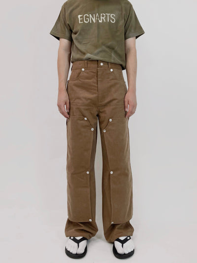 Brown Hidden Pocket Pants-EGNARTS-APOC STORE