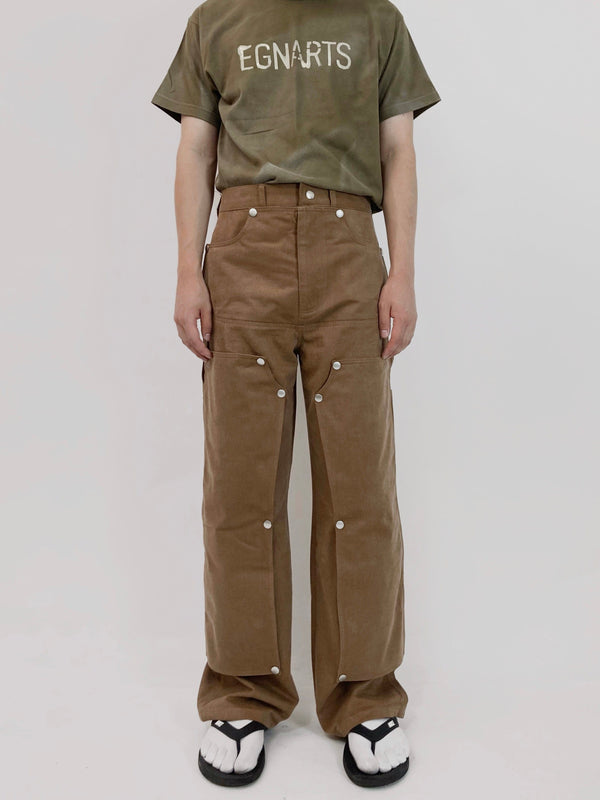 Brown Hidden Pocket Pants-EGNARTS-APOC STORE