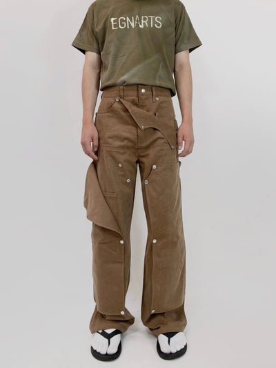 Brown Hidden Pocket Pants-EGNARTS-APOC STORE