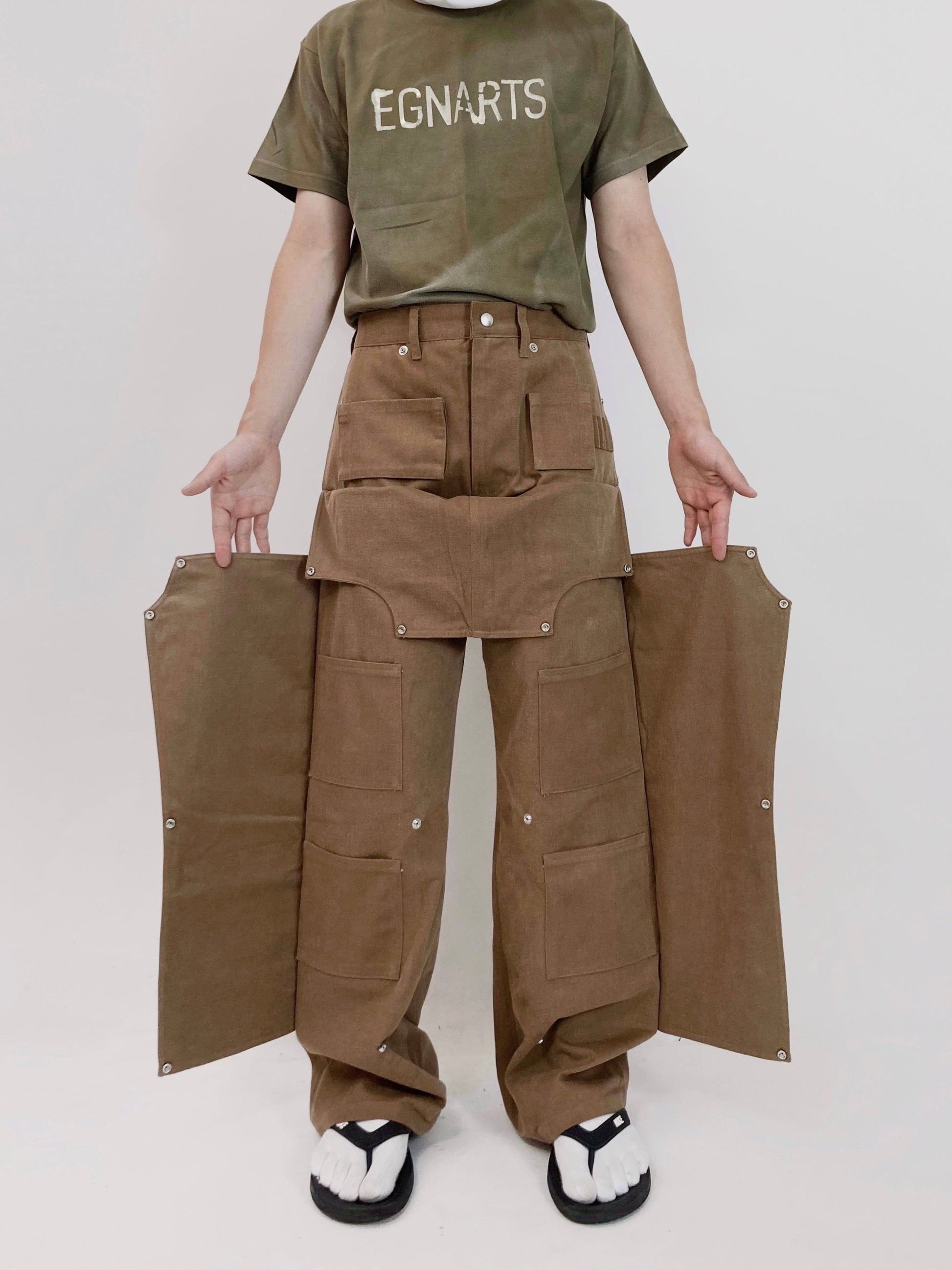 Brown Hidden Pocket Pants-EGNARTS-APOC STORE