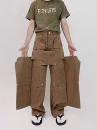 Brown Hidden Pocket Pants-EGNARTS-APOC STORE