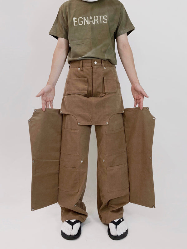 Brown Hidden Pocket Pants-EGNARTS-APOC STORE