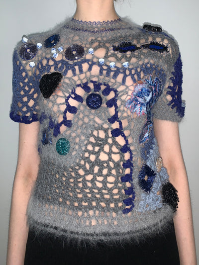 Cashmere Angora Crochet Embroidered Top-Lou de Bètoly-APOC STORE