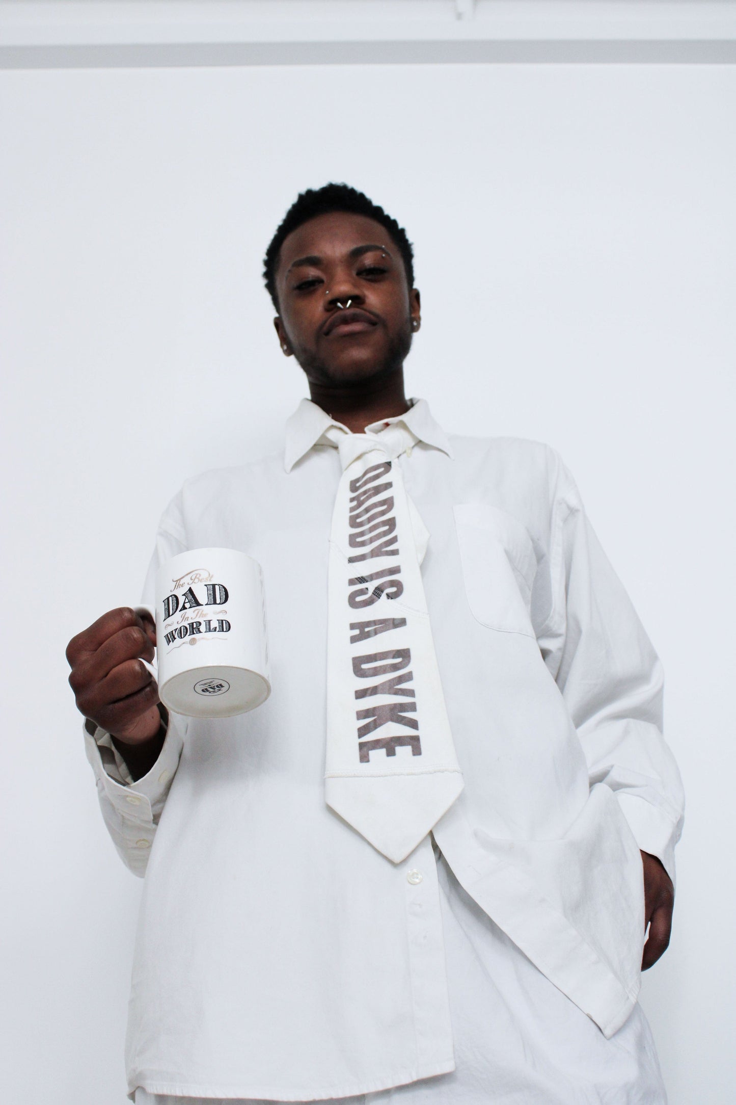 Daddy Is A Dyke White Tie-Ella Boucht-APOC STORE