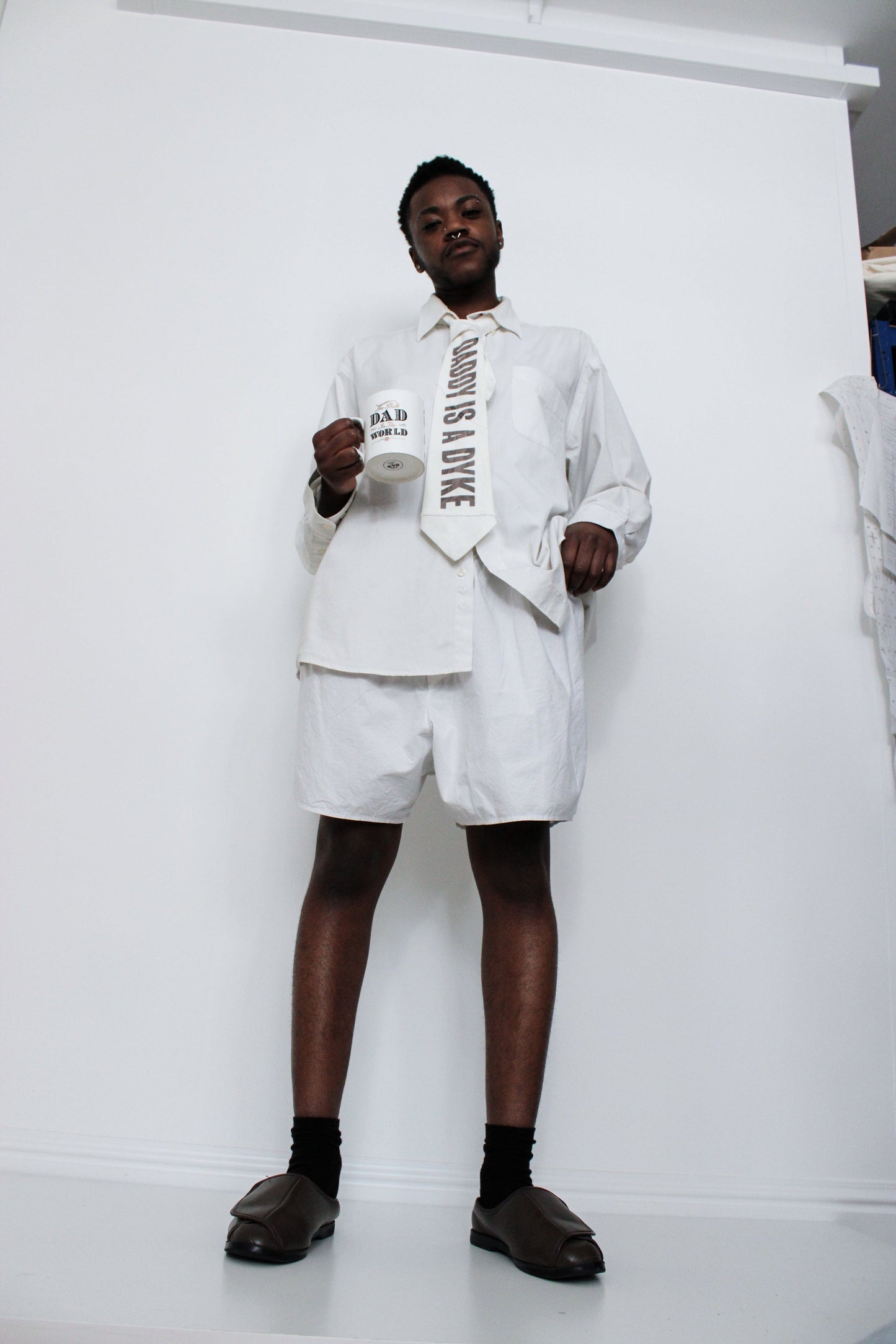 Daddy Is A Dyke White Tie-Ella Boucht-APOC STORE