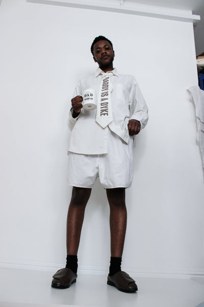 Daddy Is A Dyke White Tie-Ella Boucht-APOC STORE