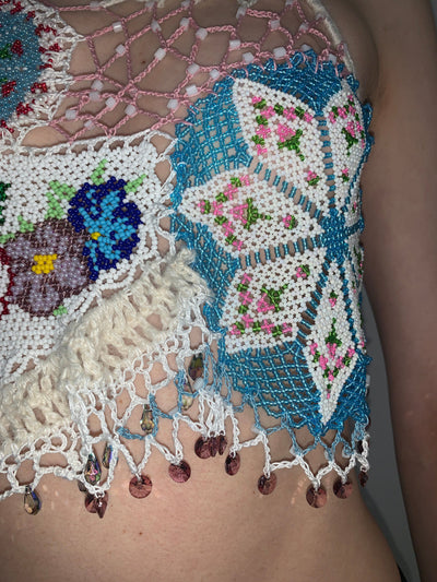 Bead Weaving Tank Top White-Lou de Bètoly-APOC STORE