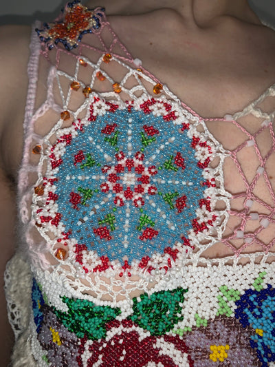 Bead Weaving Tank Top White-Lou de Bètoly-APOC STORE