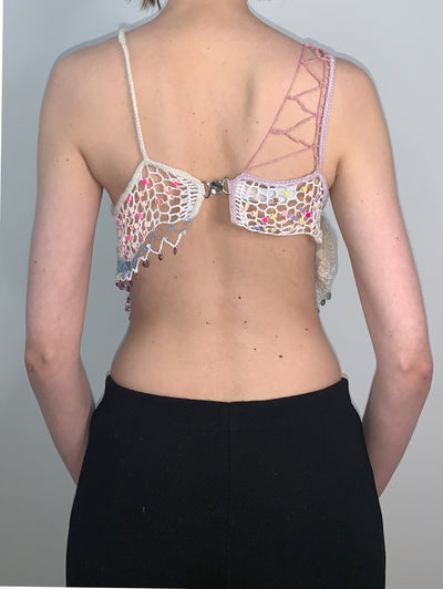 Bead Weaving Tank Top White-Lou de Bètoly-APOC STORE