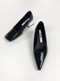 Black/White Tri-Square Mid Heel-Sun Woo-APOC STORE