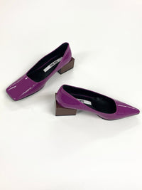 Purple/Brown Tri-Square Mid Heel-Sun Woo-APOC STORE