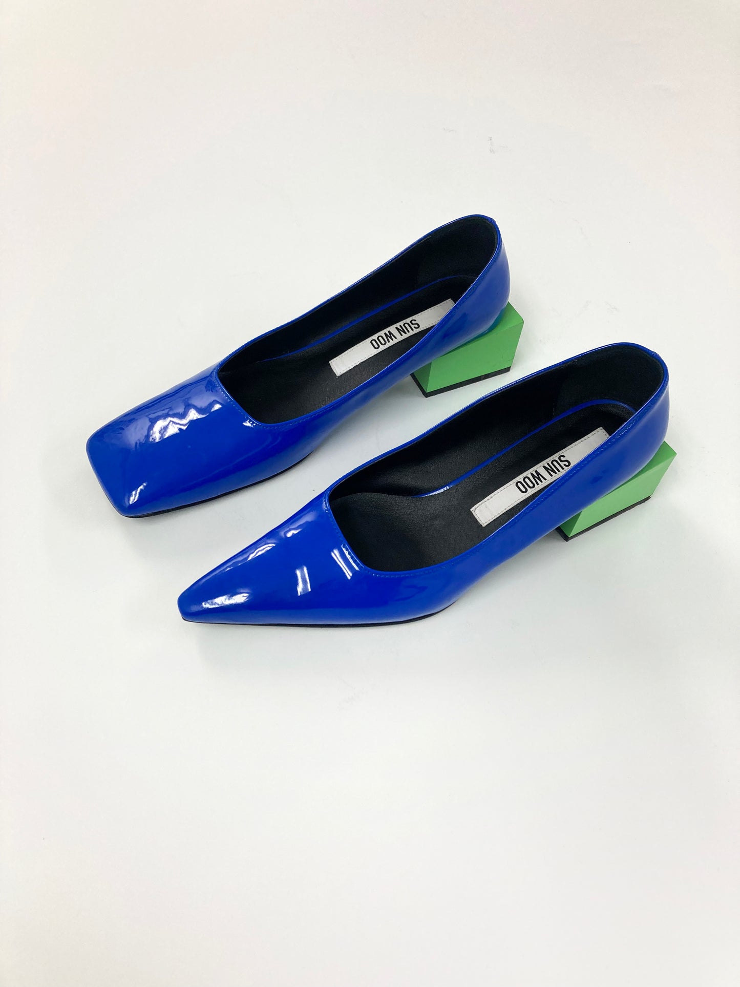 Blue/Lime Tri-Square Mid Heel-Sun Woo-APOC STORE