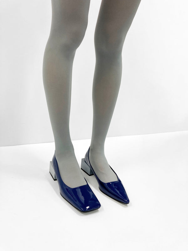 Navy/Grey Tri-Square Mid Heel-Sun Woo-APOC STORE