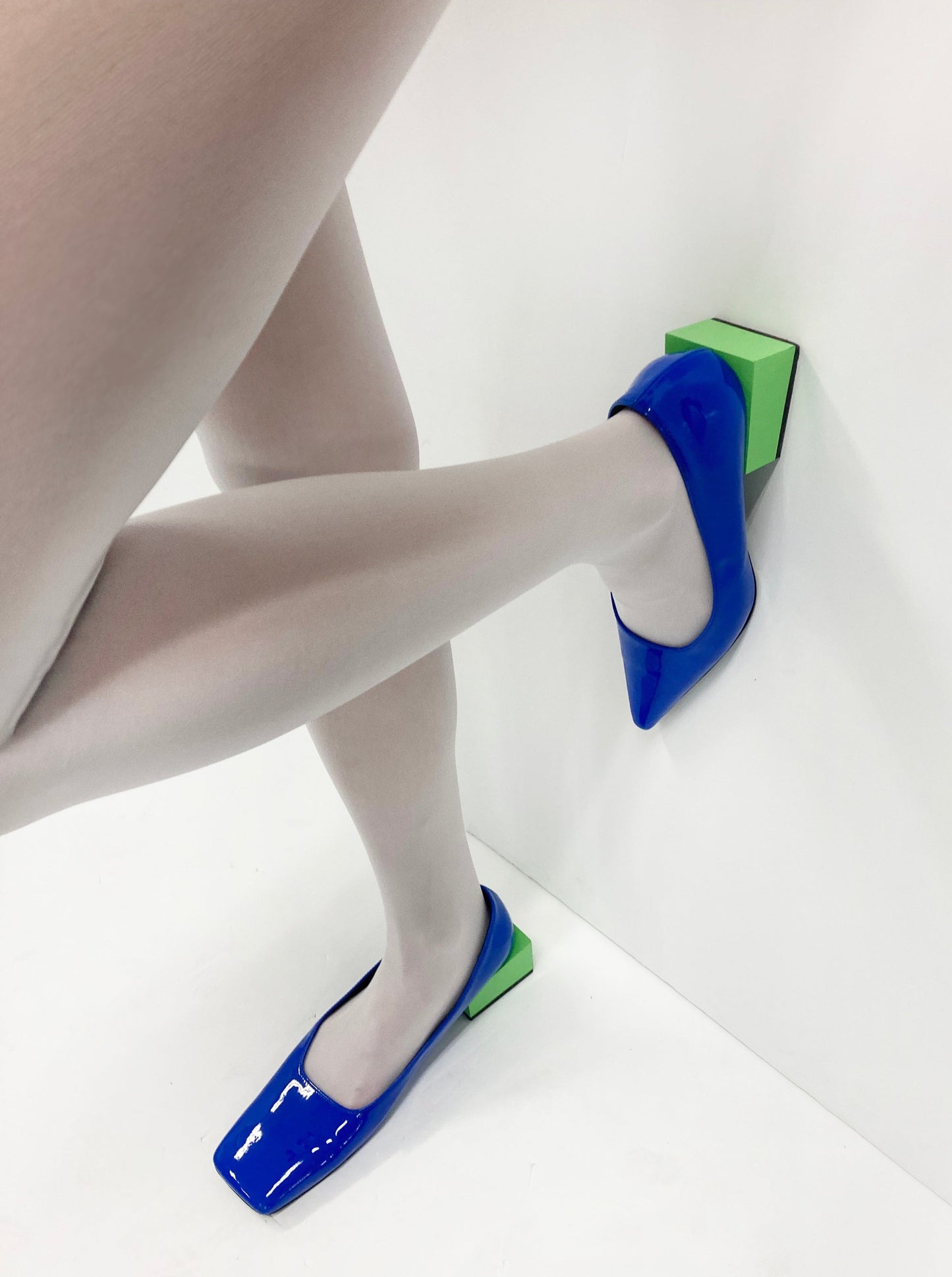 Blue/Lime Tri-Square Mid Heel-Sun Woo-APOC STORE