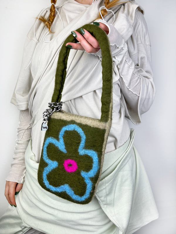 2D Olive Mini Flower Bag-Carboot-APOC STORE