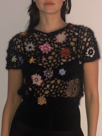 Bead Weaving Top Black-Lou de Bètoly-APOC STORE