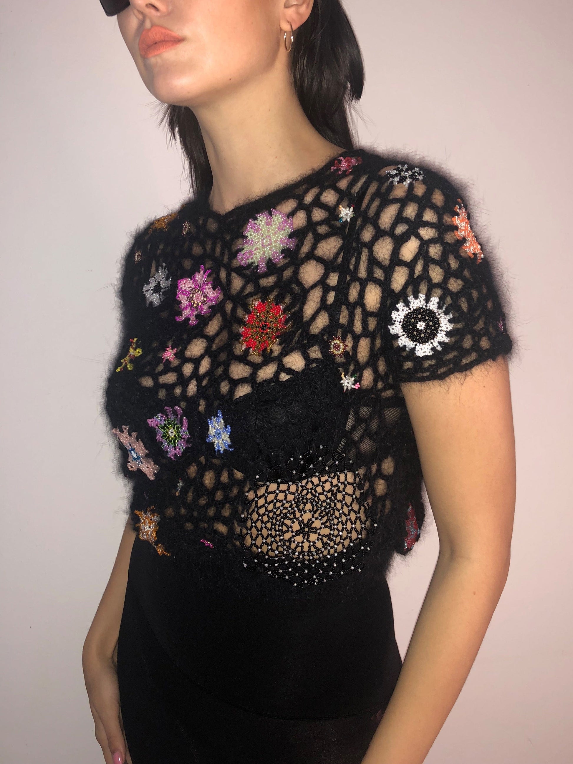 Bead Weaving Top Black-Lou de Bètoly-APOC STORE