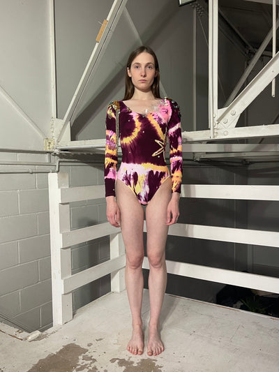 Embroidered Hand Dyed Bodysuit 2 Pink Multicolour-Celia Calderón Asensio-APOC STORE
