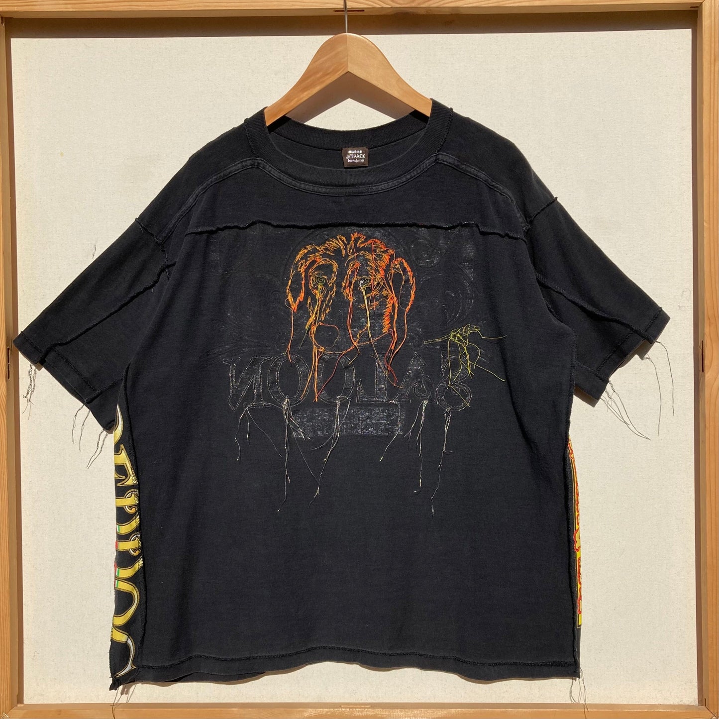 Black Deconstructed Tee with embroidered Dog Head-Jetpack Hom(m)e-APOC STORE