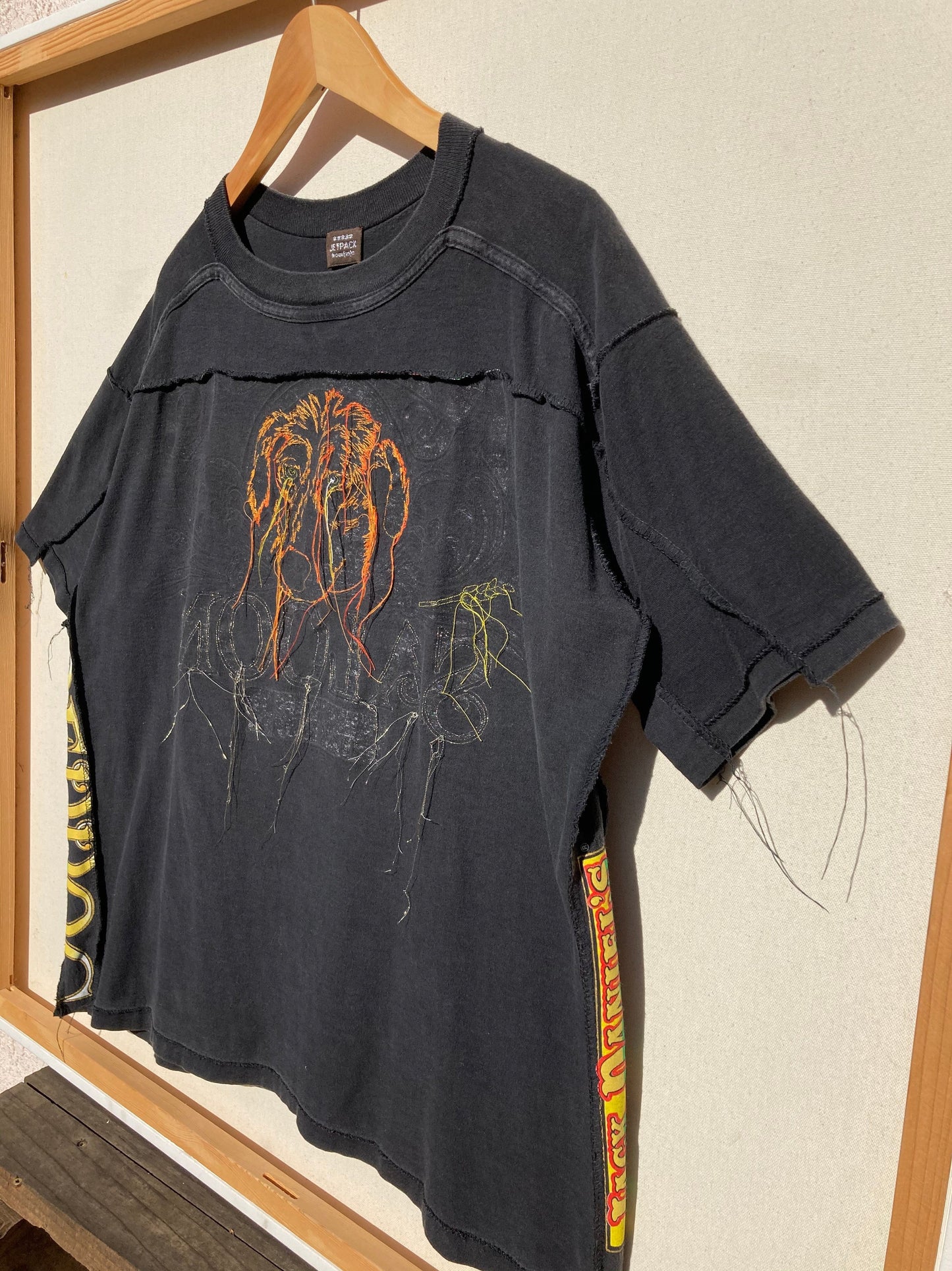 Black Deconstructed Tee with embroidered Dog Head-Jetpack Hom(m)e-APOC STORE