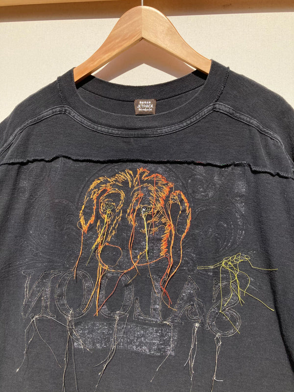 Black Deconstructed Tee with embroidered Dog Head-Jetpack Hom(m)e-APOC STORE