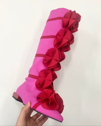 Magenta Pink Guko Knee High Neoprene Boots-Sun Woo-APOC STORE
