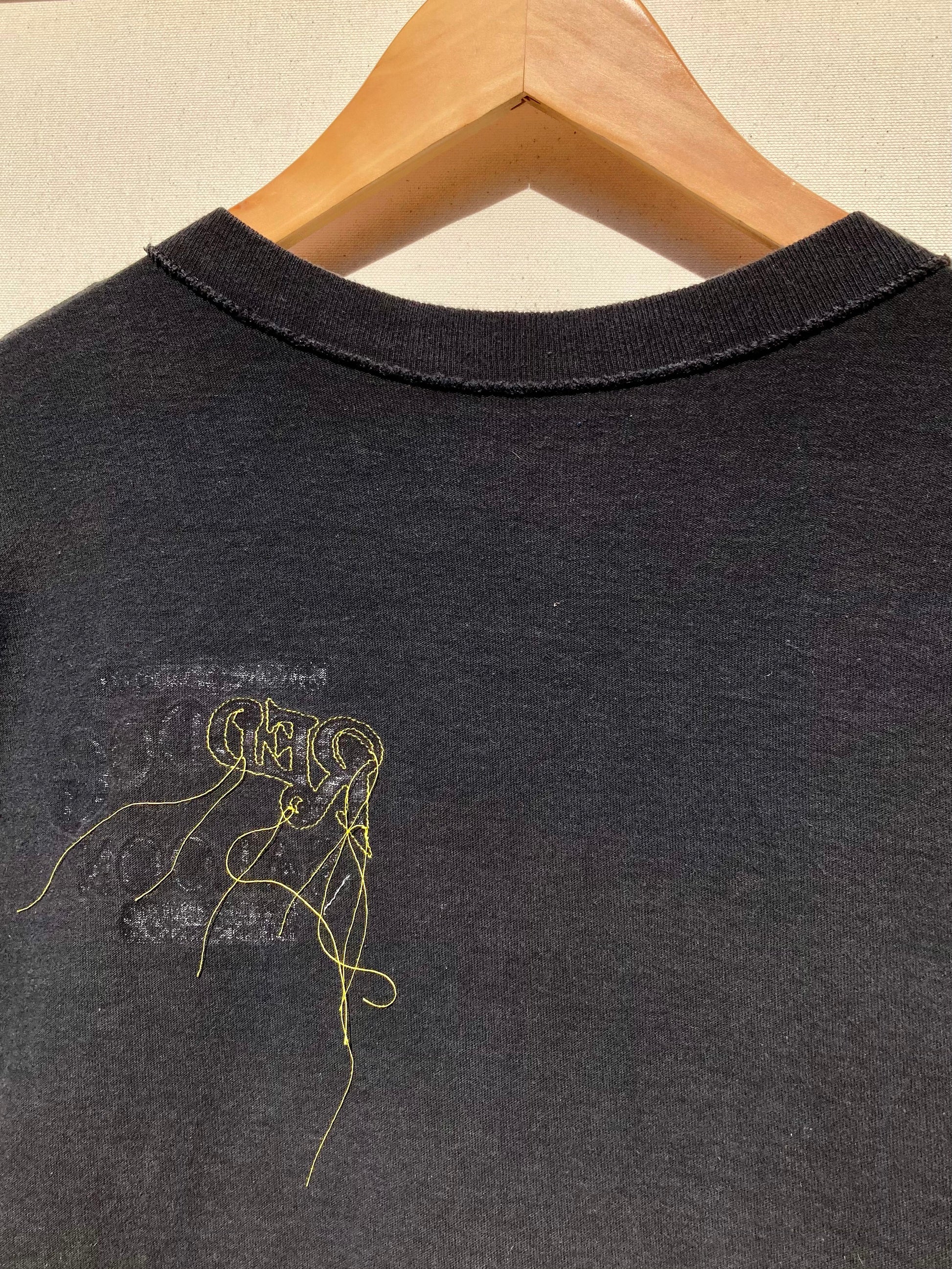 Black Deconstructed Tee with embroidered Dog Head-Jetpack Hom(m)e-APOC STORE