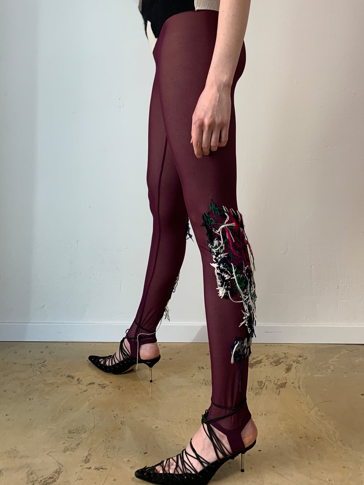 Embroidered Tulle Strap Leggings-Lou de Bètoly-APOC STORE
