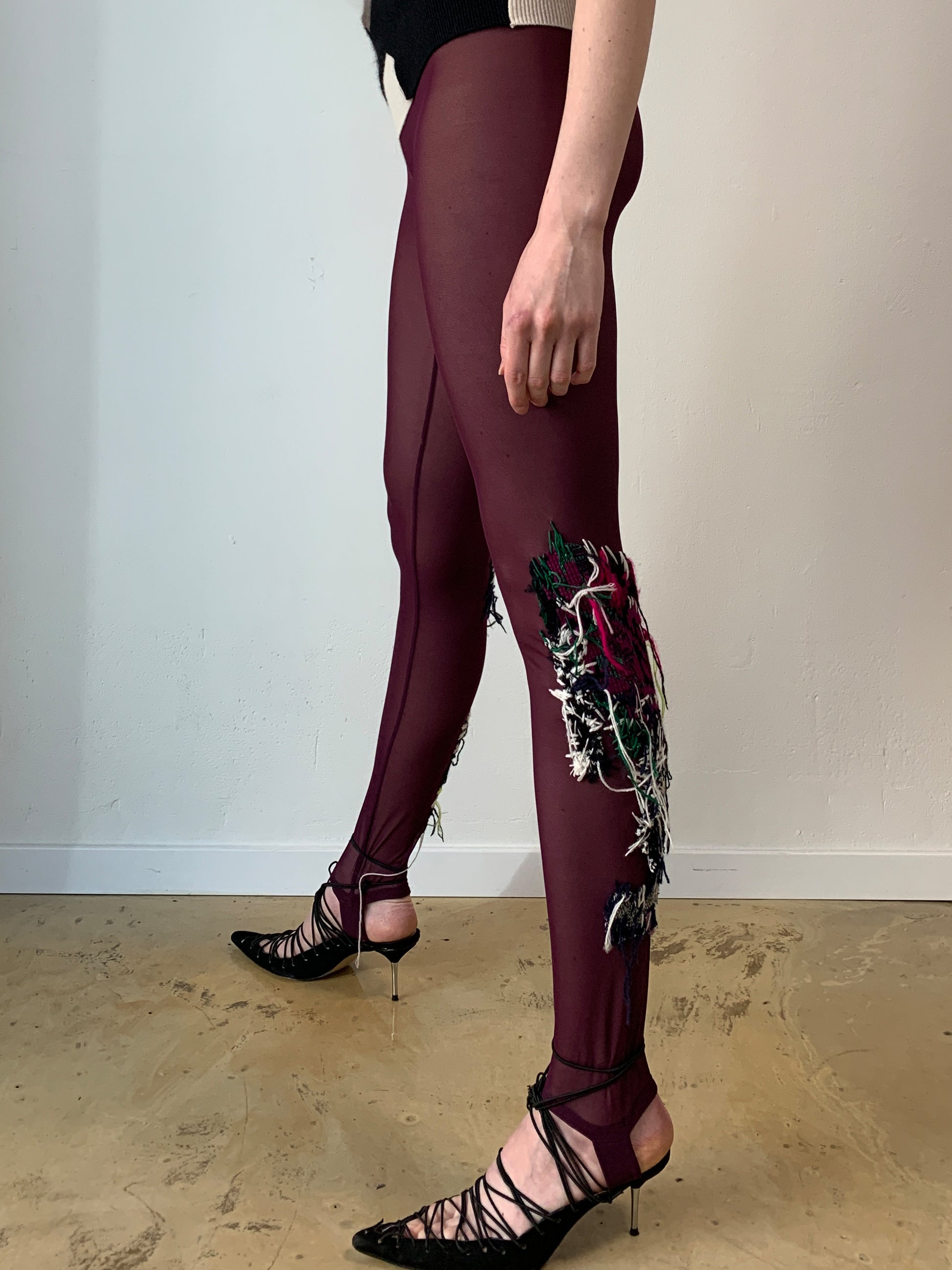Embroidered Tulle Strap Leggings-Lou de Bètoly-APOC STORE